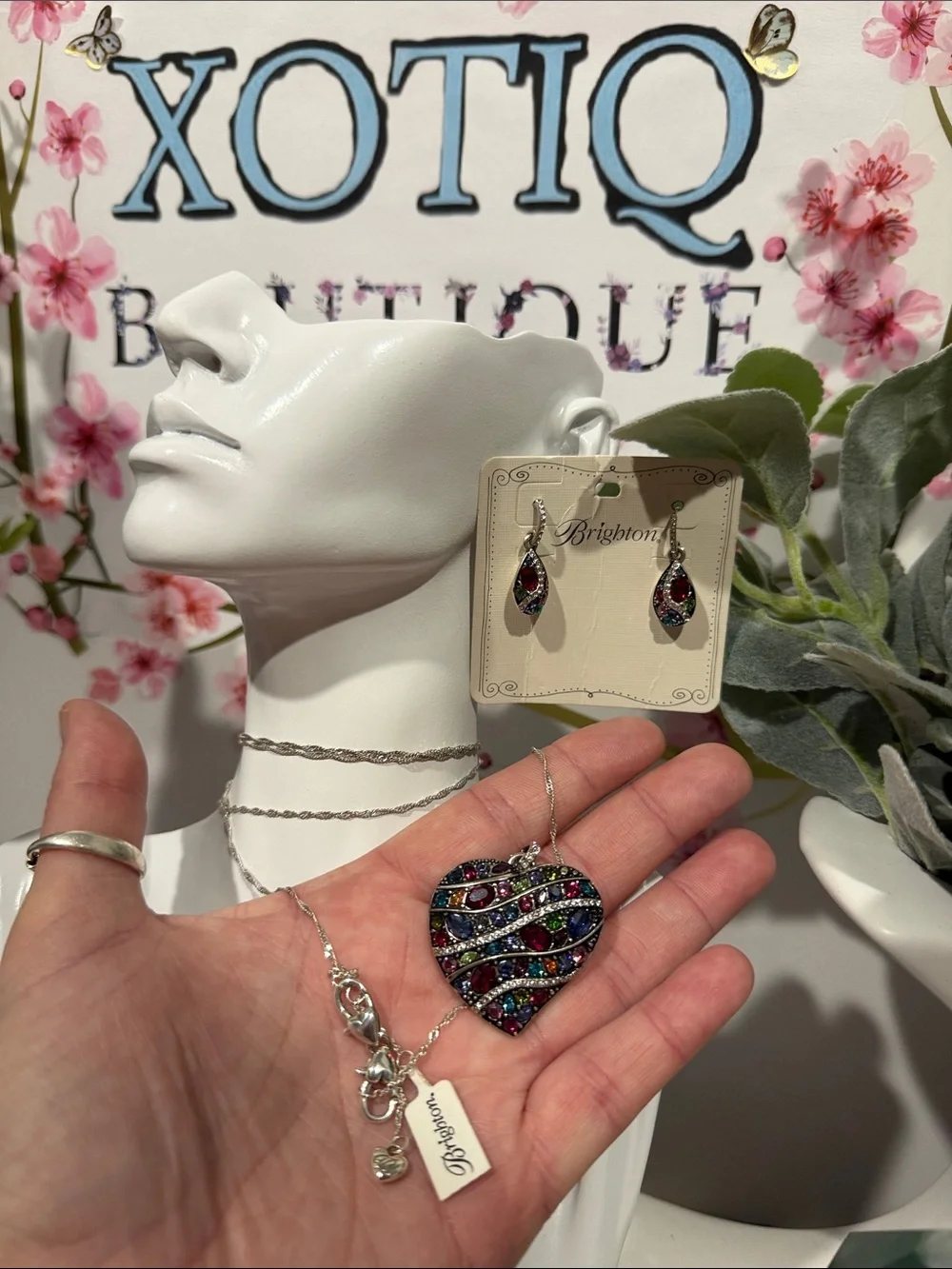 🆕🏷️BRIGHTON VTG+ SLVR SWAROVSKI CRYSTAL ‘TRUST YOUR JOURNEY’ SET! MSRP $265